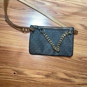 Michael Kors wristlet signature logo brown chain